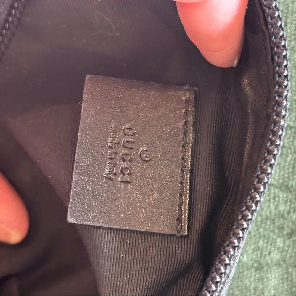 Gucci Black Denim & Leather Zip Pouch with Embossed Logo 014 - Picture 5 of 10